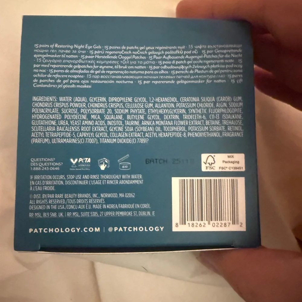 🧡 2/$40 Patchology FlashPatch Restoring Night Eye Gels -15 pairs